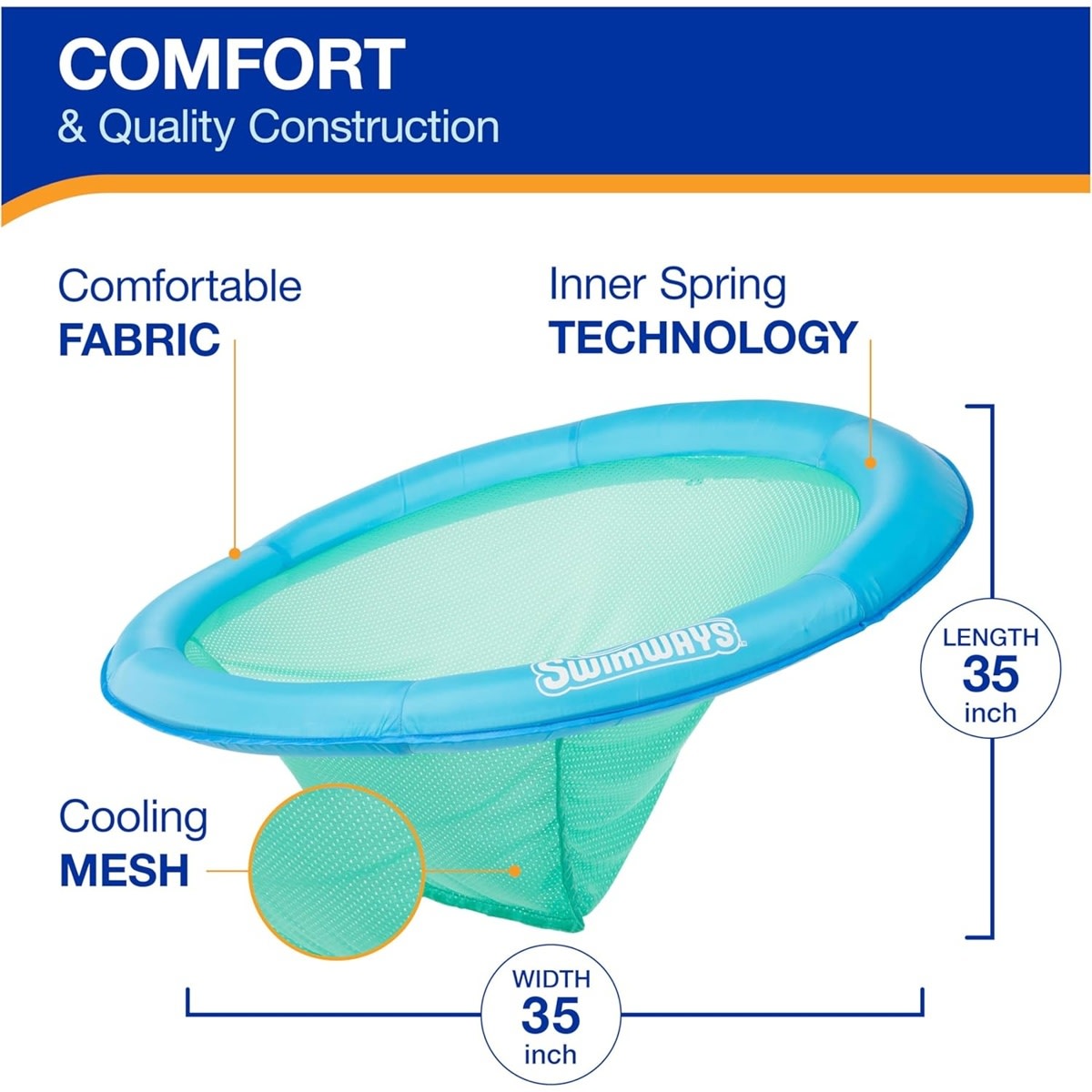 Swimways Premium Spring Float Papasan - Sky Blue