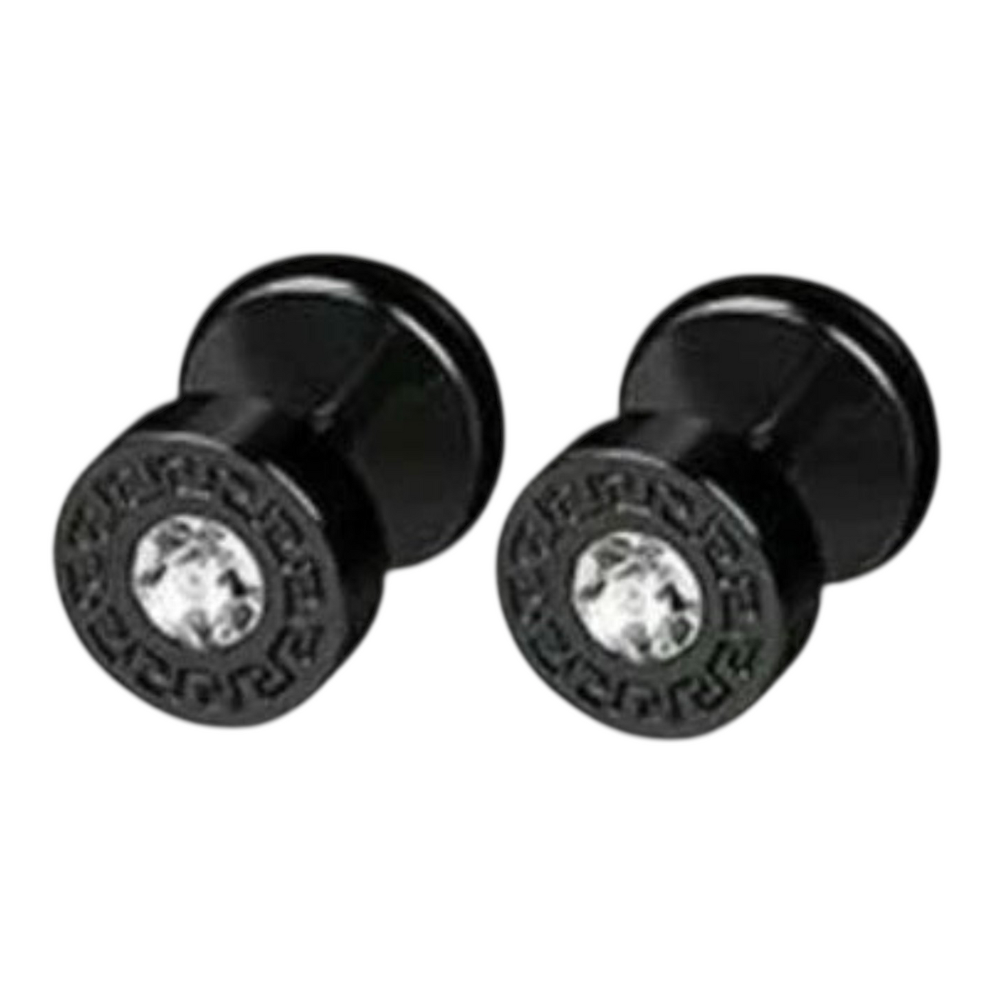Yellow Chimes Crystal Centre Stainless Steel Black Earrings