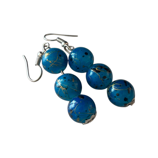blue imperial jasper gemstones earrings