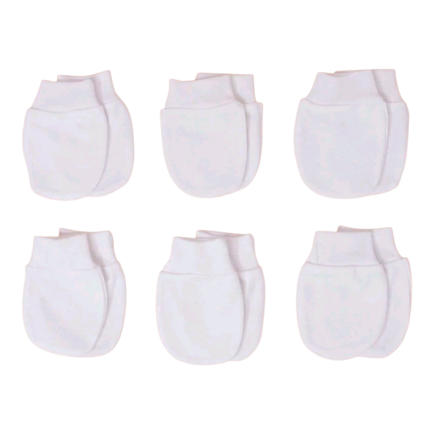 6 Pairs Of All-White Infant Anti-Scratch Mittens, Newborn Protective Gloves For Daily Wear