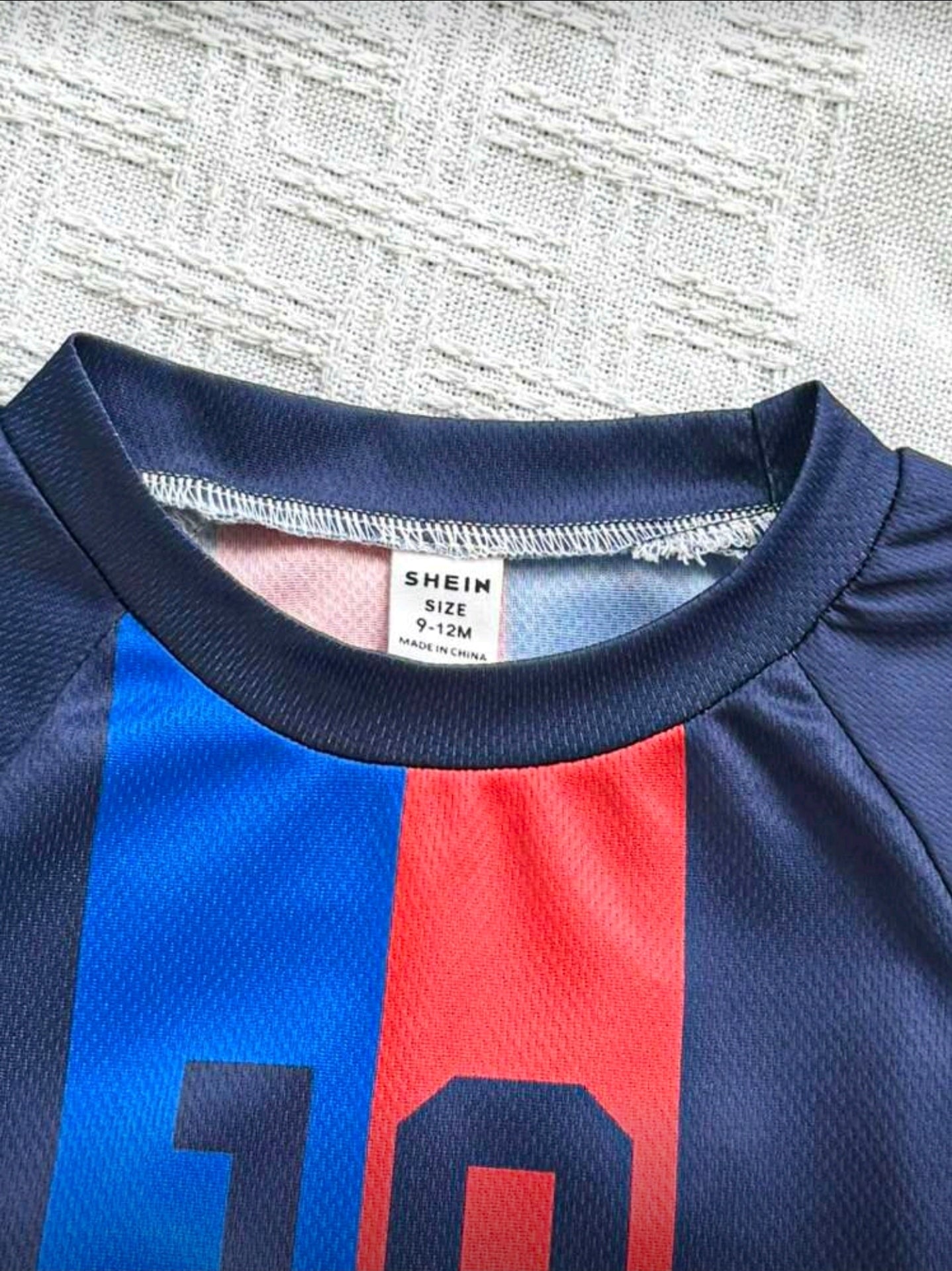SHEIN Playful Pals Infant/Toddler Baby Boy Casual Sports Soccer Jersey Top + Shorts Set,