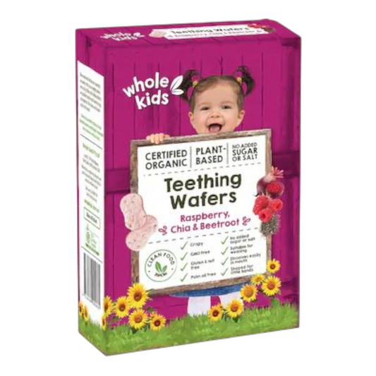 Whole Kids Teething Wafers Raspberry, Beetroot & Chia 8+ Months 6 pack