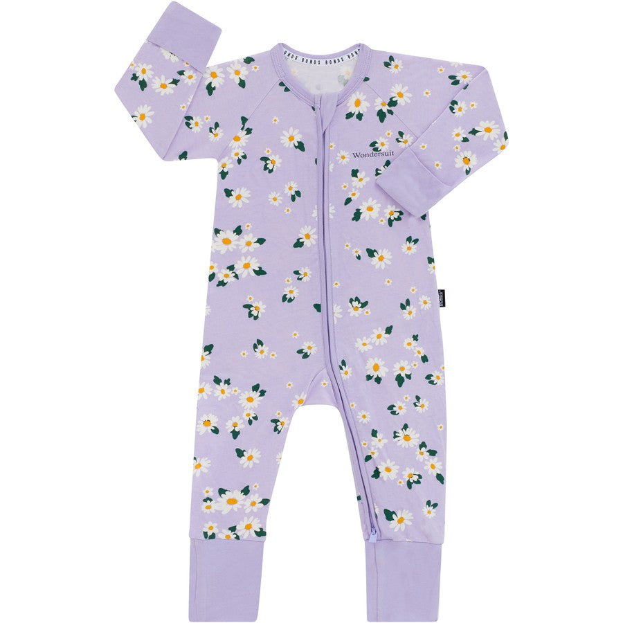Bonds Baby Print Zip Wondersuit - Lilac -(size 3-6M)