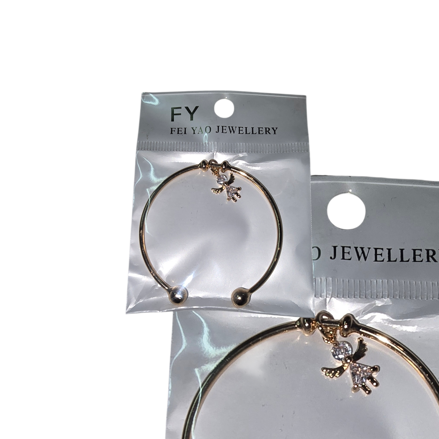Angel- FEI YAO JEWELLERY gold-tone slip-on cuff bracelet with crystal charms