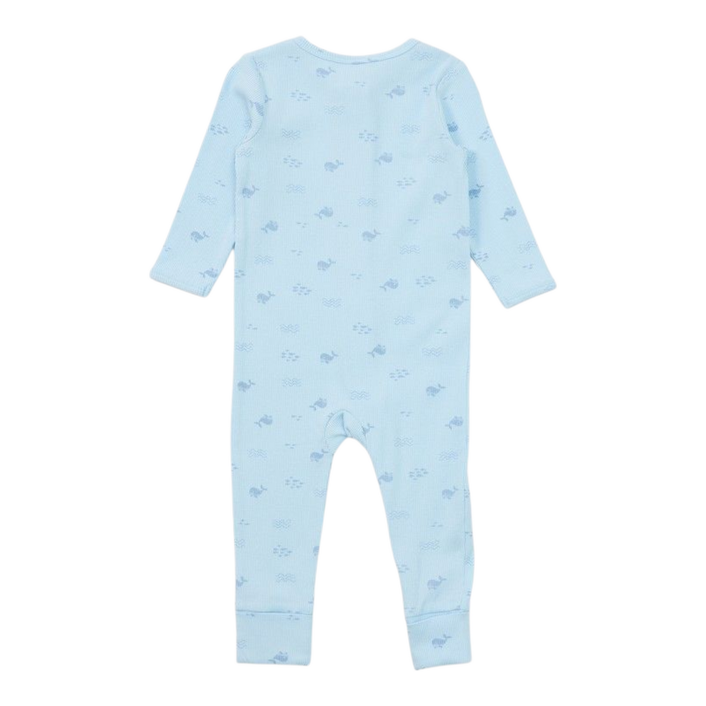 Dymples Baby Organic Whale Print Rib Coverall -(size NB)