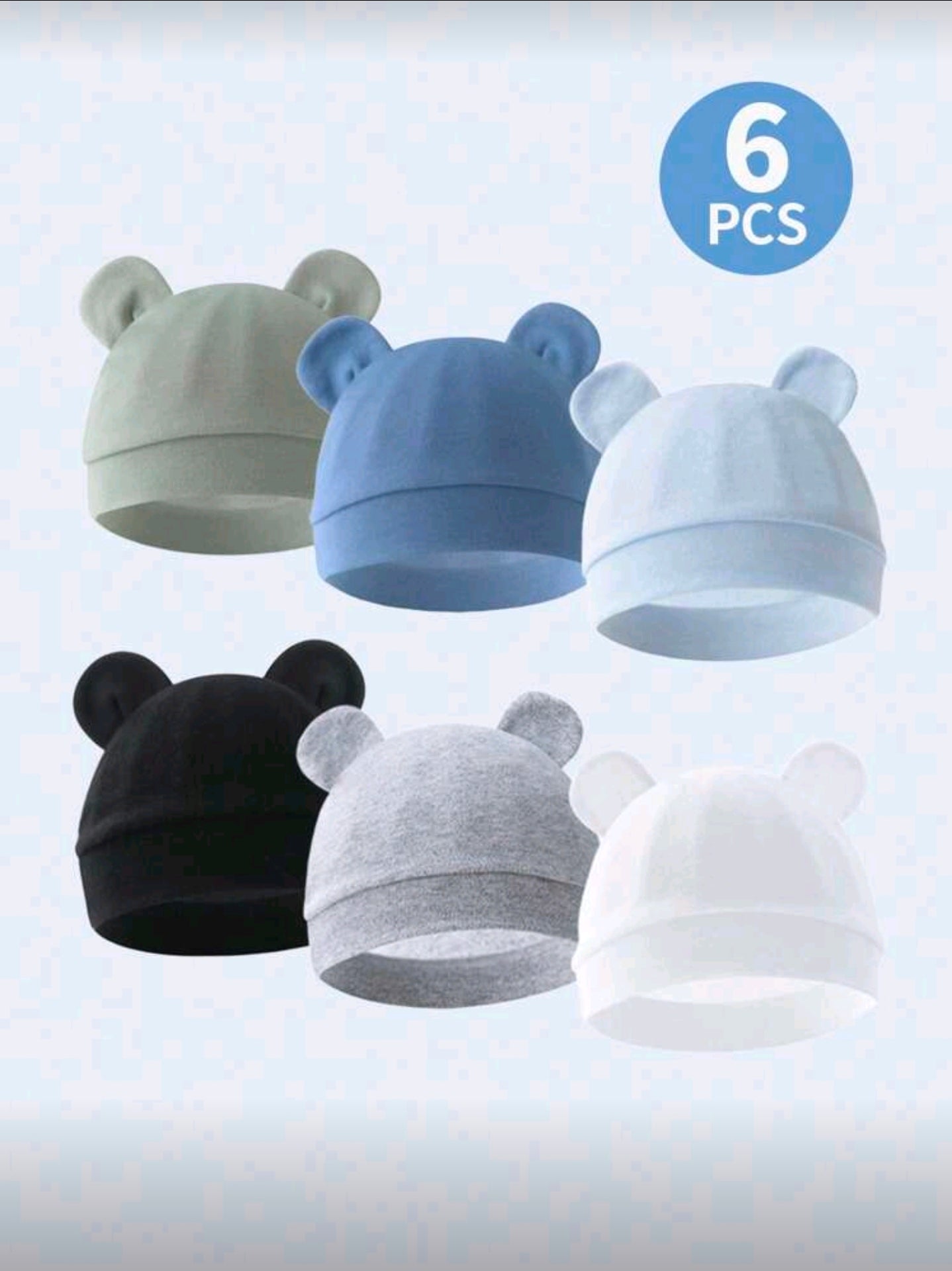 6 Pieces Newborn Baby Hat Bear Ears Infant Caps Baby Boy Girl Toddler Hats Infant Beanie Caps For 0-3 Months