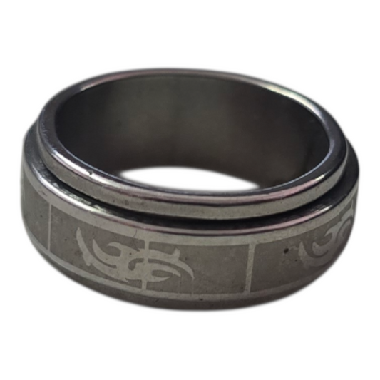 Silver Tribal Spinner Fidget Ring