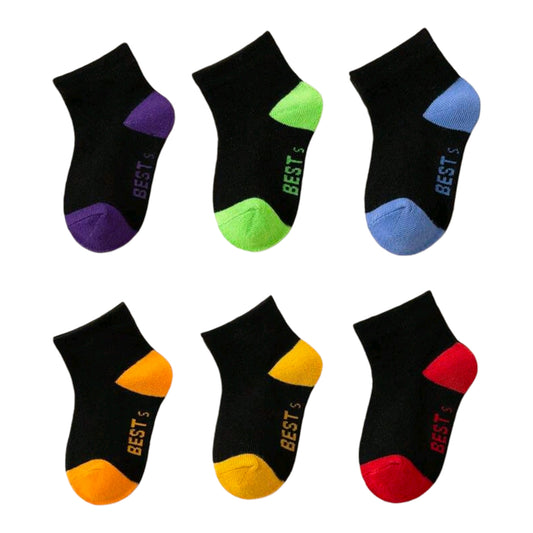 12 Pairs Kids Socks, Spring & Summer Colorful Letter Print Breathable Sports Socks For School Boys & Girls, Autumn Thin Casual Crew Socks For Toddlers, Children, Students