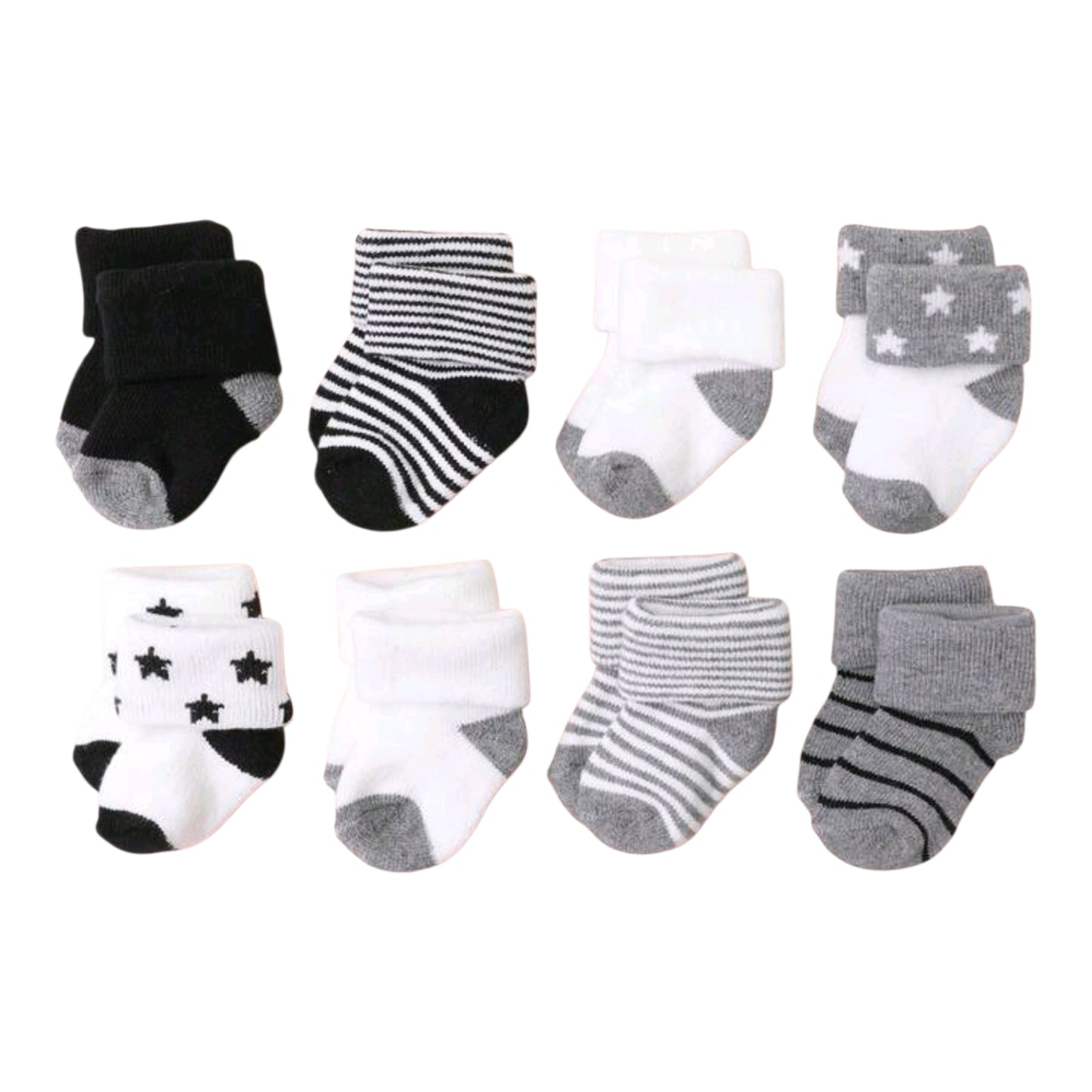 8 Pairs Baby Socks, Solid Color & Striped Mid-Calf Socks, Suitable For Daily Wear