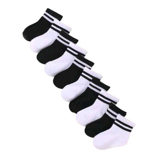 10/5 Pairs Black And White Striped Design Baby Casual Socks