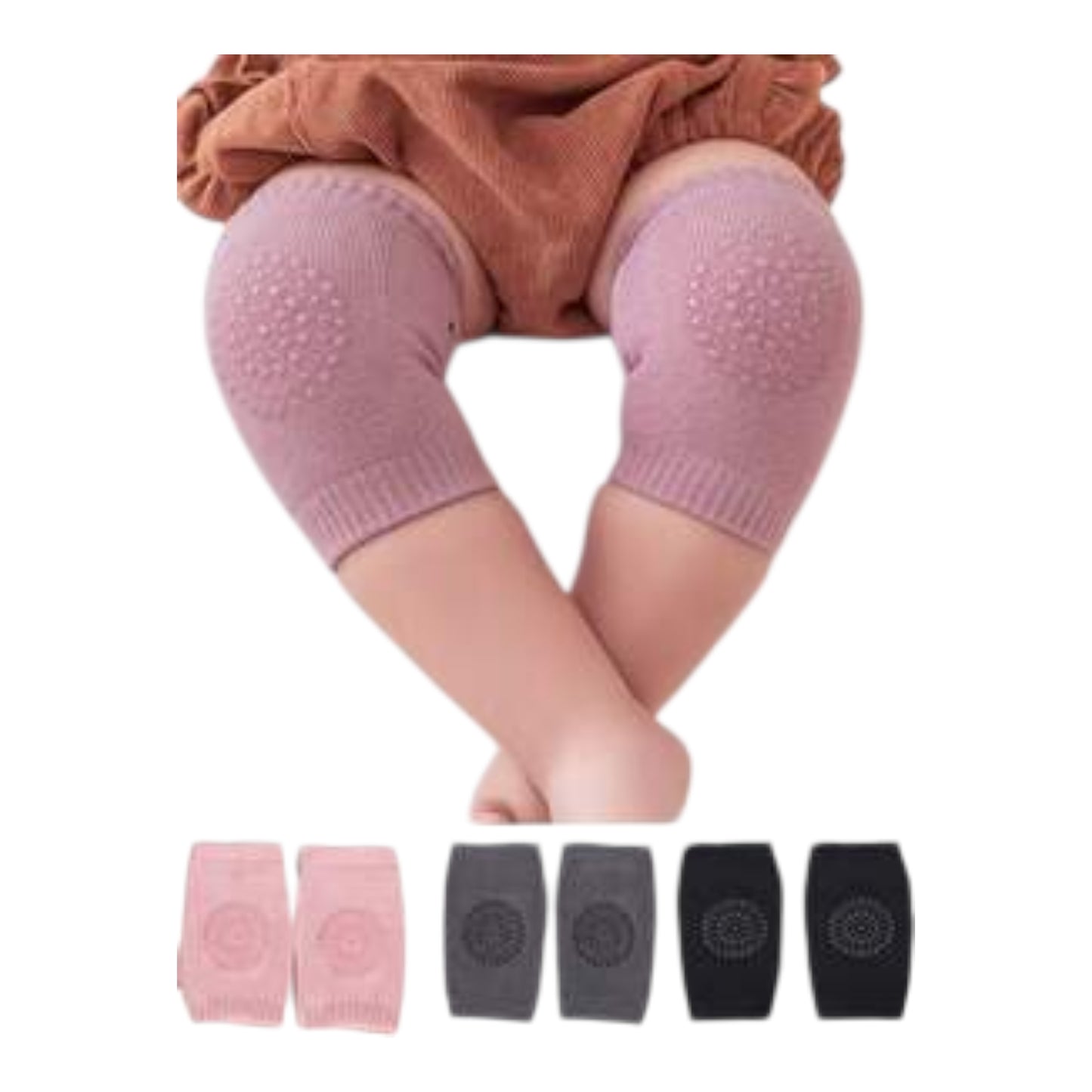 3pcs Baby Boys & Girls Knee Pads, Mixed Colors, Outdoor & Indoor Anti-Slip Crawling & Walking Leg Protector