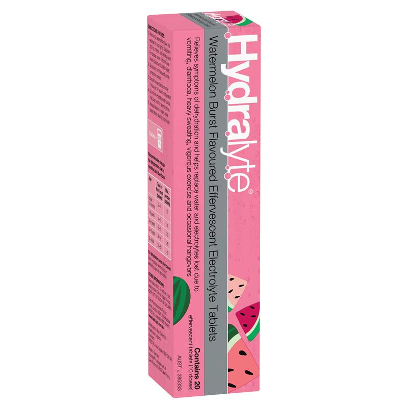 Hydralyte Electrolyte Effervescent Watermelon Burst Flavoured 20 Tablets