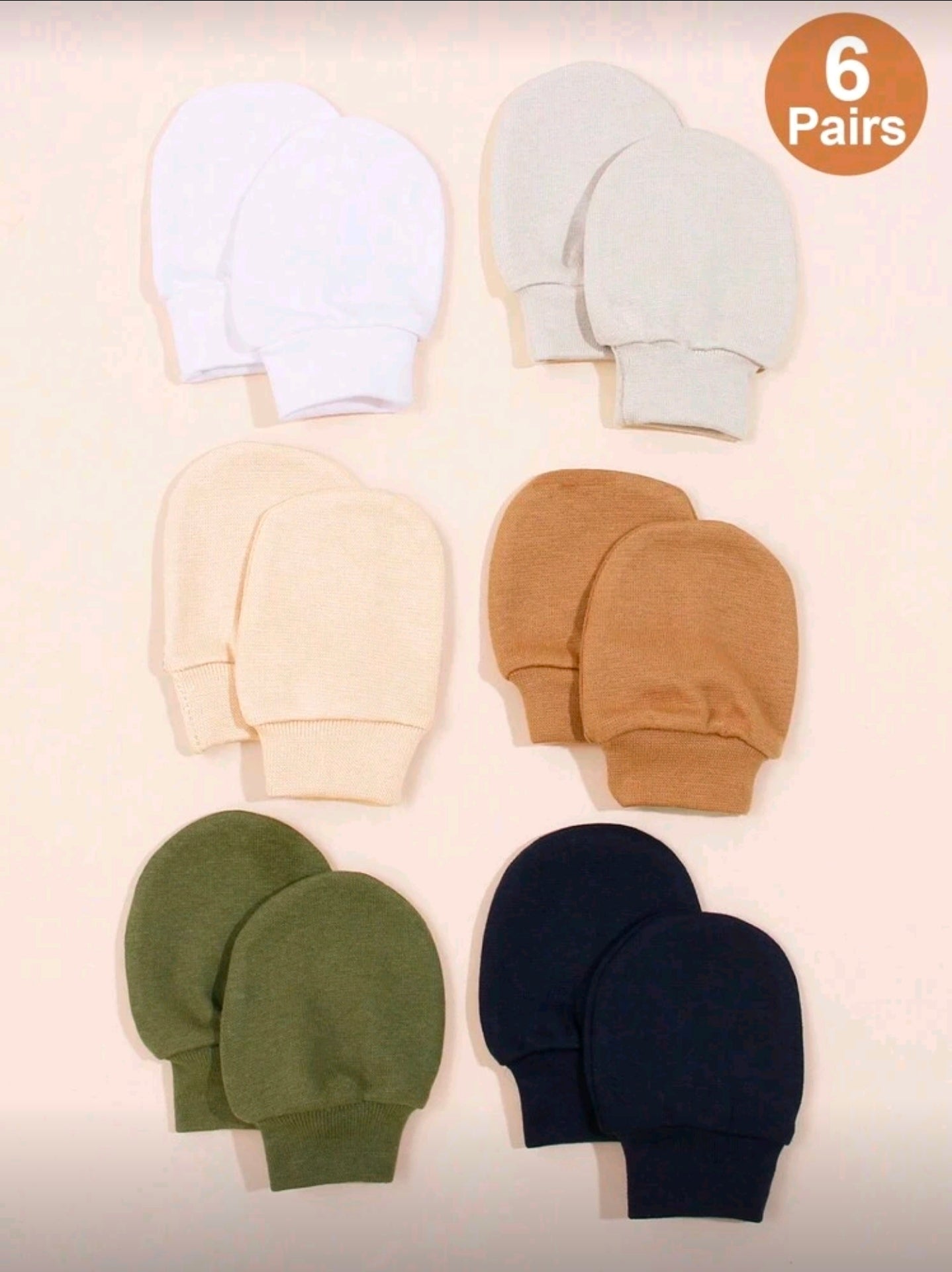 6 Pairs New Born Baby Anti-Scratch Mittens, 0-3 Months Infant Windproof Gloves, Plain Soft Material, Suitable For All Seasons