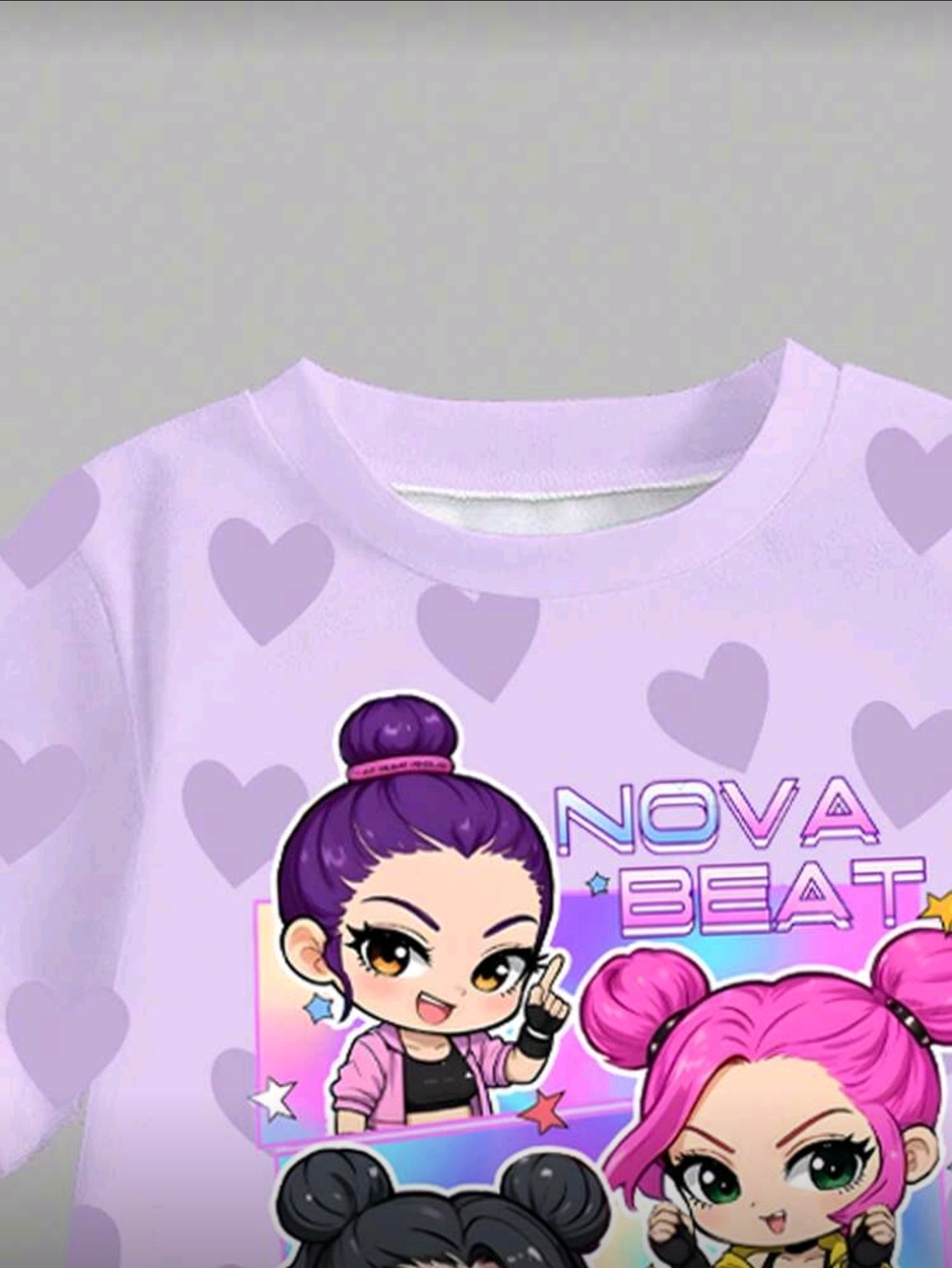 2pcs/Set Baby Girls Casual Fashion Versatile Spring/Summer Outfit, Featuring Cartoon Character All-Over Print Purple Heart Design, Loose Round Neck Purple Heart Short Sleeve T-Shirt And Black Leggings, Fashionable Casual Wear For Toddler Girls