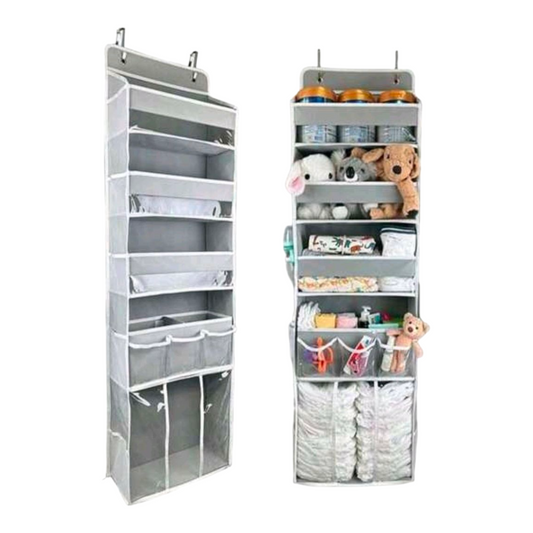 6/19-Pockets Over The Door Organizer, Clear Hanging Storage Shelf For Purses, Shoes, Clothes & Toys. Perfect For Closet, Bedroom, Baby Room & Bathroom Space Saving