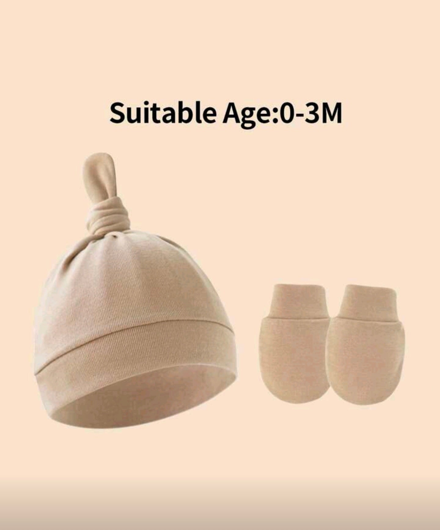 4sets Newborn Brown Series Pacifier Hat + Anti-Scratch Mittens Set, Suitable For Baby Daily Use