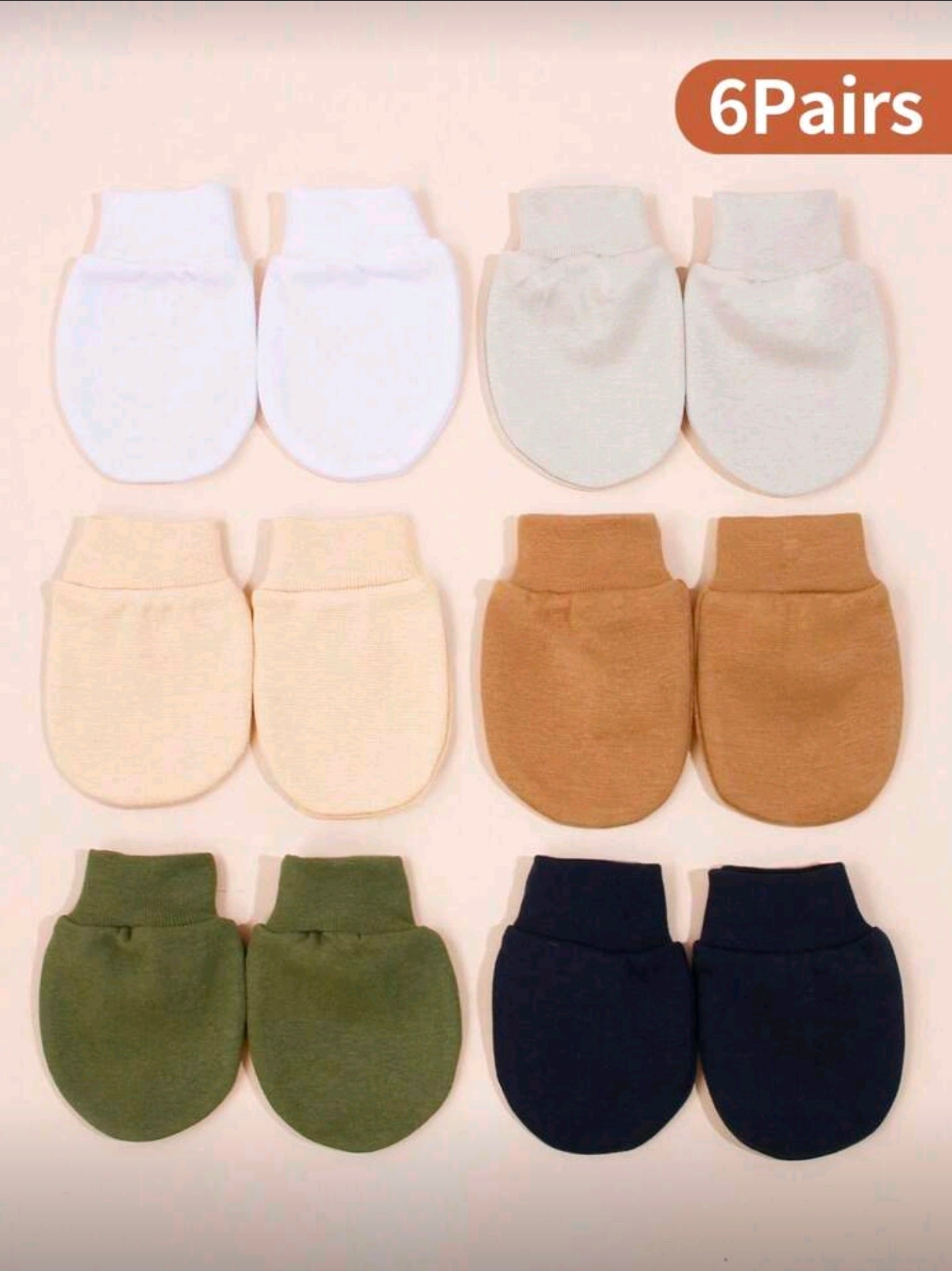 6 Pairs New Born Baby Anti-Scratch Mittens, 0-3 Months Infant Windproof Gloves, Plain Soft Material, Suitable For All Seasons