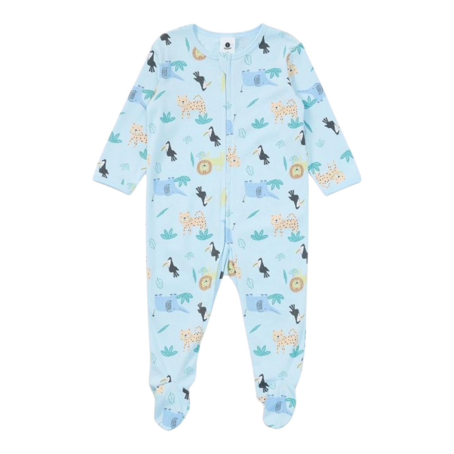 Dymples Baby Organic Cotton Print Coverall - Blue -(size NB)