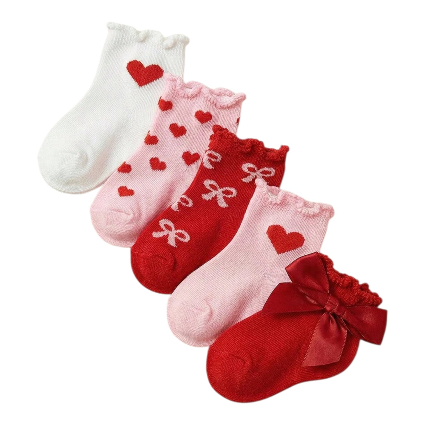 Cozy Pixies 5 Pairs Of Baby Socks, Love Bow, Cute Lace Socks, Warm Indoor And Outdoor Can Be Worn